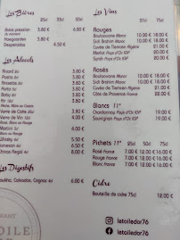 Menu / carte de L'Étoile d'Or à Rouen