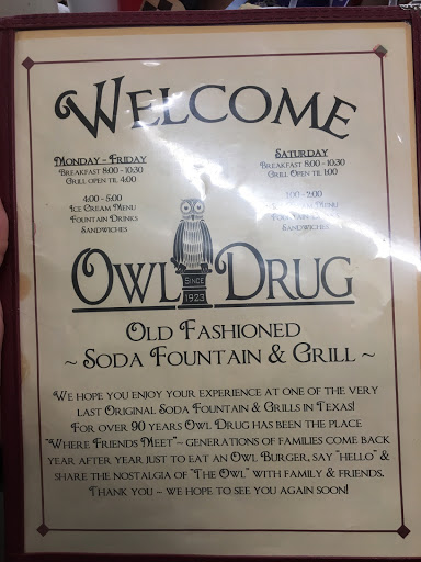 Hamburger Restaurant «Owl Drug Store», reviews and photos, 312 S Commercial Ave, Coleman, TX 76834, USA