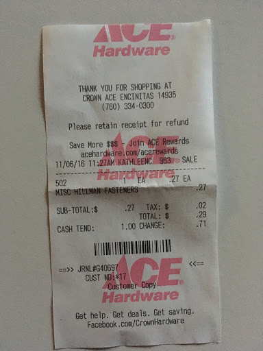 Hardware Store «Crown Ace Hardware», reviews and photos, 745 S Coast Hwy Ste J104, Encinitas, CA 92024, USA
