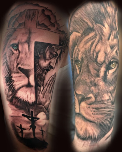 Explore mens script tattoo ideas, creative tattoo ideas in Bainbridge, available at Bainbridge Tattoo Company