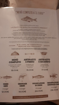 Restaurant de fruits de mer La Fraschetta del Mare à Anzio (le menu)