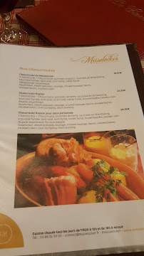 Restaurant de spécialités alsaciennes Winstub Meiselocker à Strasbourg (le menu)
