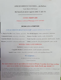 Menu / carte de Amici di Ponte Vecchio à Florence