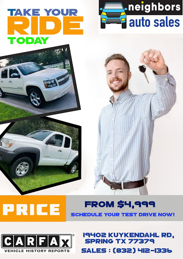 Used Car Dealer «Neighbors Auto Sales», reviews and photos, 19402 Kuykendahl Rd, Spring, TX 77379, USA