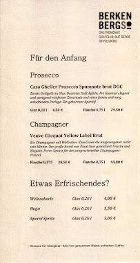 Carte du Restaurant Berkenberg à Gevelsberg