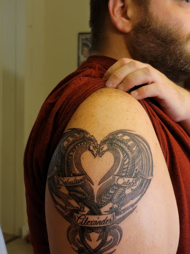 Explore guitar tattoo ideas, creative tattoo ideas in Salem, available at Mayhem Tattoo