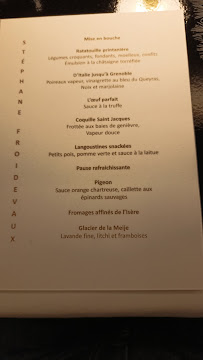 Stéphane Froidevaux - Restaurant gastronomique 1 étoile et brasserie à Grenoble menu
