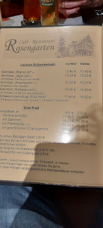 Restaurant Cafe Restaurant Rosengarten à Steinau an der Straße - menu / carte