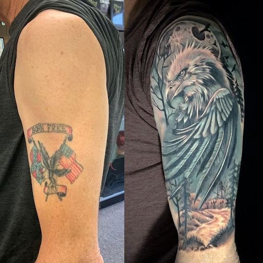 Explore black male tattoo ideas, creative tattoo ideas in Steubenville, available at Garloch Tattooing