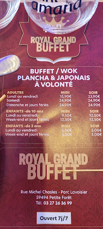 Royal Grand Buffet à Petite-Forêt menu