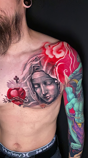 Explore black men tattoo ideas, creative tattoo ideas in Chicago, available at Master Craft Tattoo Co.