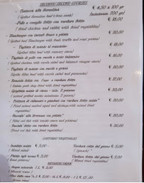 Carte du Trattoria Gigi à Florence