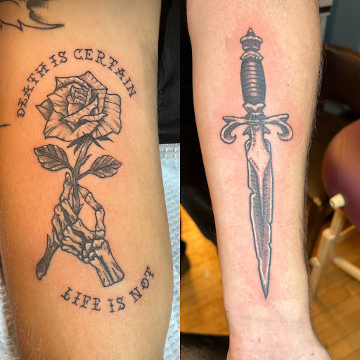 Explore old english tattoo ideas, creative tattoo ideas in Calumet, available at Tattooing by Big Ben