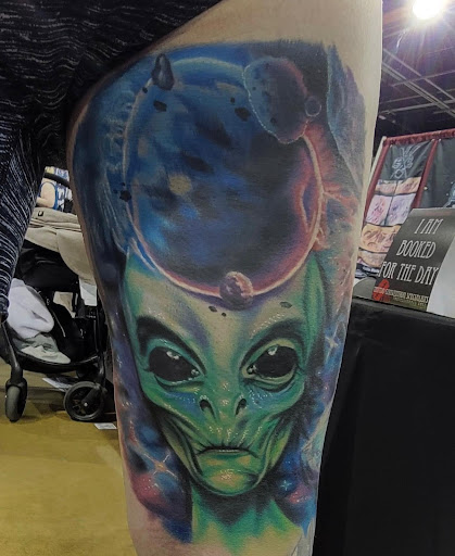 Explore marvel leg tattoo ideas, creative tattoo ideas in Lake Villa, available at Eternal Tiger Tattoo