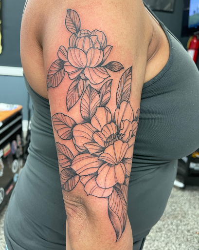 Explore trippy mushroom tattoo ideas, creative tattoo ideas in Sanford, available at Luv Ink