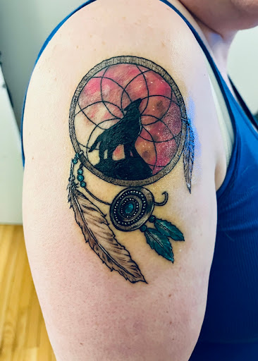 Explore thigh tattoo ideas woman, creative tattoo ideas in Oak Forest, available at Peace Of Art Tattoo And Art Studio
