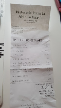 Pizzeria Adria DA ROSARIO à Aschaffenburg menu