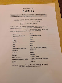 Restaurant Osteria Baralla à Lucca (la carte)