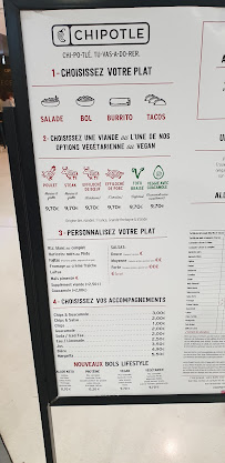 Carte du Chipotle Mexican Grill à Paris