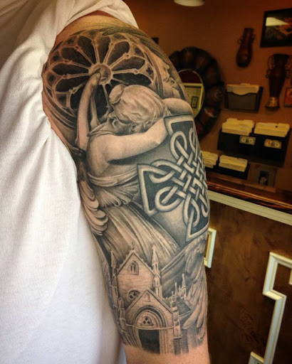 Explore full back tattoo ideas for guys, creative tattoo ideas in Pendleton, available at Just Another Hole in the Wall Tattoo