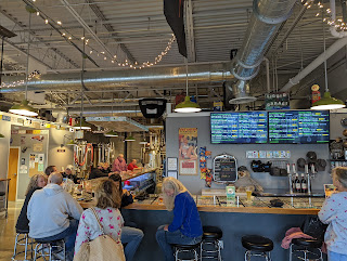 A row of beer taps