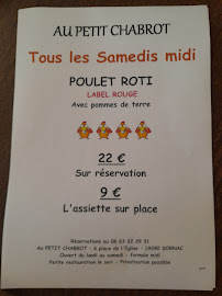 Restaurant Au Petit Chabrot à Sornac (la carte)