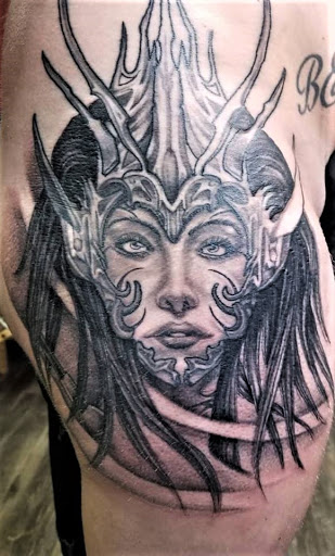 Explore cute witchy tattoo ideas, creative tattoo ideas in Brick, available at Hand Forged Tattoo