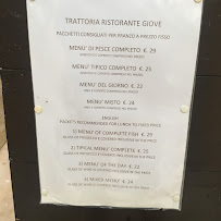 Menu du Ristorante Giove à Syracuse