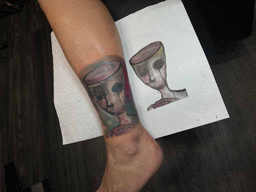 Explore coffee cup tattoo ideas, creative tattoo ideas in Glendale, available at PRINCE ART AND INK