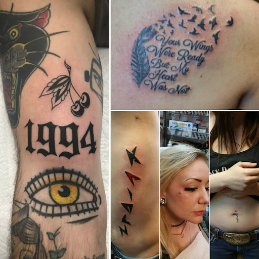 Explore coffee cup tattoo ideas, creative tattoo ideas in Elko, available at Tom Custom Tattoos and Body Piercing Studio