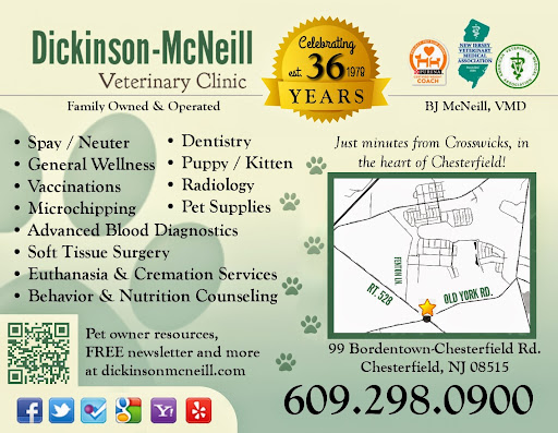 Animal Hospital «Dickinson McNeill Veterinary Clinic», reviews and photos, 99 Bordentown Chesterfield Rd, Chesterfield, NJ 08515, USA