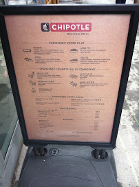 Chipotle Mexican Grill à Paris menu