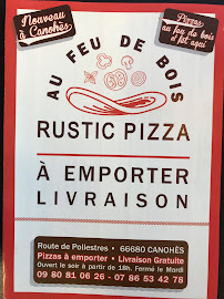 Carte du RUSTIC PIZZA à Canohès