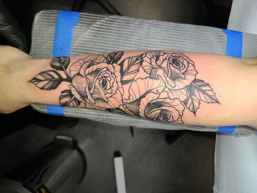 Explore haunted house tattoo ideas, creative tattoo ideas in Crystal Lake, available at Monster Ink Tattoo & Piercing Studio