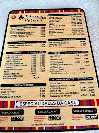 Restaurant Taberna do Petisco à Santa Cruz (la carte)