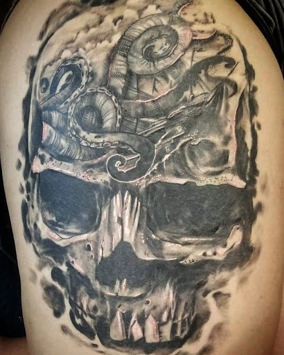 Explore cyber sigilism tattoo ideas, creative tattoo ideas in Sullivan, available at Double Time Tattoo