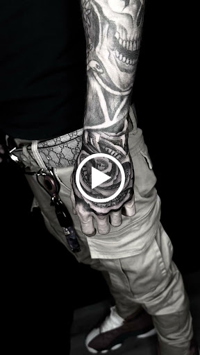 Explore men's neck tattoo ideas, creative tattoo ideas in Norcross, available at Brotherhood Tattoo
