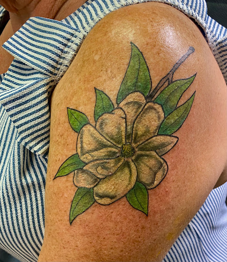 Explore chicano sleeve tattoo ideas, creative tattoo ideas in Kingsland, available at These Colors Dont Run Tattoo & Piercing