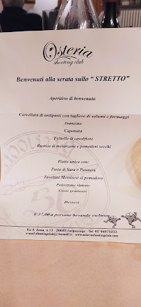 Menu du Osteria Shooting-Club à Robecco sul Naviglio