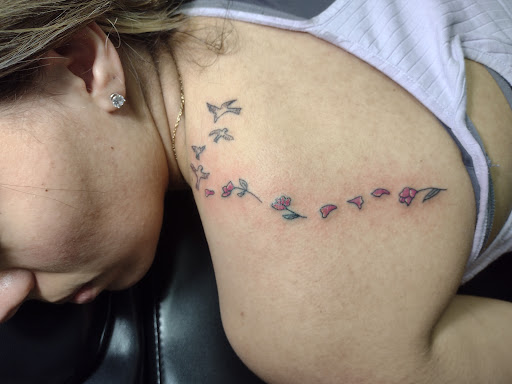 Explore thigh cover up tattoo ideas, creative tattoo ideas in Owosso, available at Twisted ink tattoo