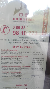 Menu / carte de Asia Stars à Waldkraiburg