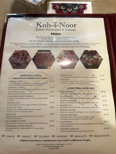 Restaurant «Kohinoor Indian Restaurant and Lounge», reviews and photos, 6 E Columbia Ave, Champaign, IL 61820, USA