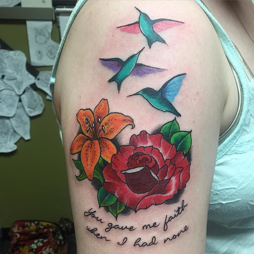 Explore feminine arm tattoo ideas, creative tattoo ideas in Keene, available at Art For Life Tattoos