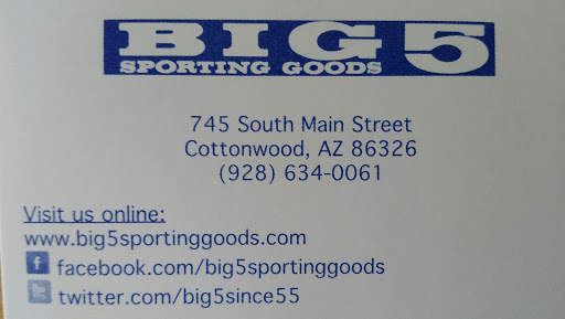 Sporting Goods Store «Big 5 Sporting Goods», reviews and photos, 745 S Main St, Cottonwood, AZ 86326, USA