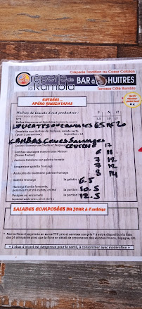 Menu / carte de Crêperie de la Rambla - Bar à Huîtres Ostras à Le Boulou