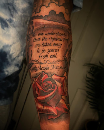 Explore bookish tattoo ideas, creative tattoo ideas in Falls Church, available at Blxck Label Collective