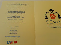 Restaurant SEVIN à Avignon carte