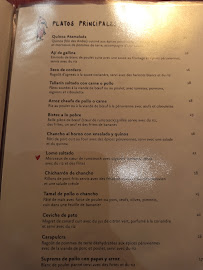 Mi Perú à Paris menu