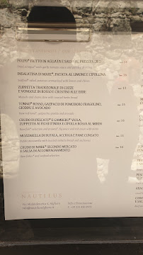 Menu / carte de Ristorante di Pesce Nautilus à Alghero