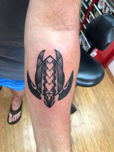Explore australian shepherd tattoo ideas, creative tattoo ideas in Lahaina, available at Sweet Trade Tattoo